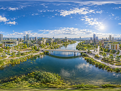 户外HDR 城市绿洲生态全景