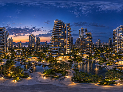 城市HDR 曲线生态小区全景