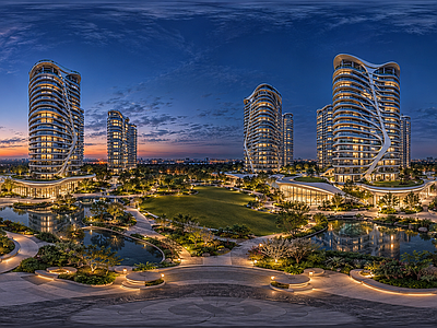 城市HDR 曲线生态小区全景
