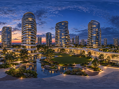 城市HDR 曲线生态小区全景