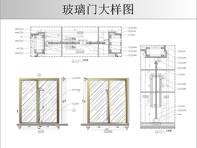 玻璃门节点 玻璃地弹门大样