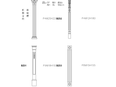 其他图库 欧式方柱立面 罗马柱配套线条