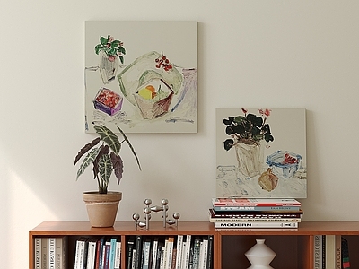 中古风挂画 抽象挂画 侘寂风挂画 书籍摆件