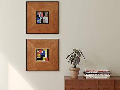 中古风挂画组合 复古挂画 抽象挂画