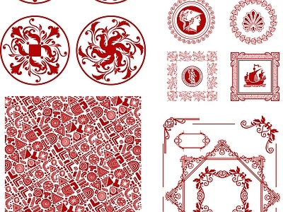 其他图库 花纹 纹理 纹理线稿 贴图 中式