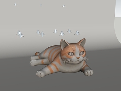 极简其他摆件 混凝土 橘猫 动物雕塑 动物摆件 AIGC