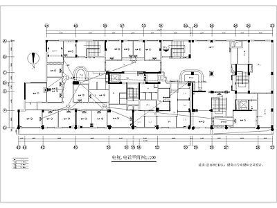 电气节点 现代弱电通信图 布线平面图纸 电视电话平面图 通信点位施工图