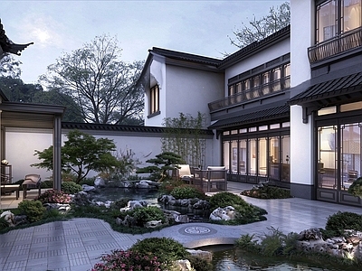 庭院 绿城桃李春风 私家庭院 中式别墅
