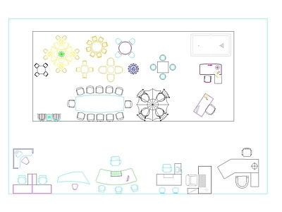 桌椅 桌椅图块识图 办公家具图纸解析 桌椅平面图形对照 家具模块识图参考 各式桌椅快速识别