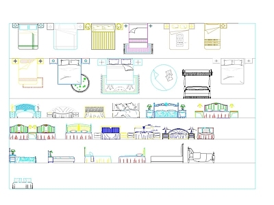 床 床具平面图库 各类床平面图例 床素材图库 卧室家具线稿 床具平面施工图