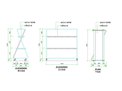 其他图库 现代移动展架 简约置物架款 钢管板材构造 带轮架体材质 展架结构图纸