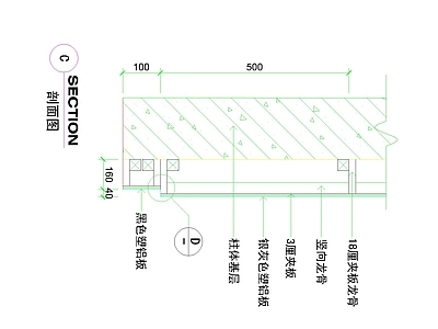 其他图库 包柱剖面造型 柱面饰面款式 塑铝板夹材质 龙骨基层构造 装修节点图纸