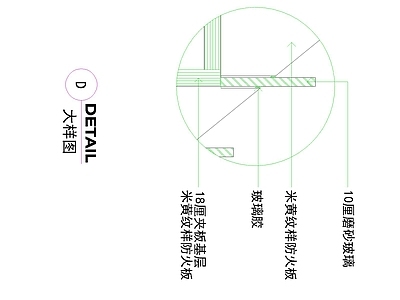 柜子 玻璃收口节点 隔墙收边款式 玻板防火板材质 夹板基层构造 密封胶缝示意