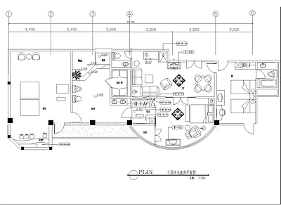 酒店建筑 新中式套房平面图 中式客房平面布局 中式套房平面详图 中式套房平面线稿