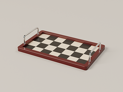 轻奢茶具 现代棋格茶盘 酒红漆围边 黑白棋盘格底