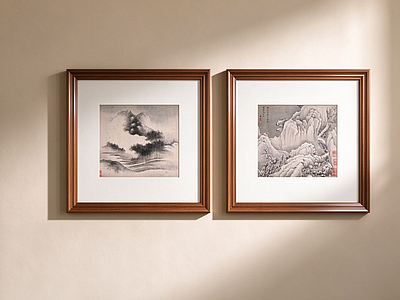 新中式山水画 茶室装饰画 山水国画