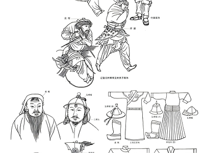 人物 辽金元服装 古代服装 元朝服装 汉服图纸