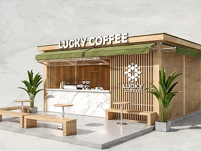 原木风咖啡厅 户外咖啡店 市集咖啡摊位 网红驿站 日式轻简商铺 木结构快闪店