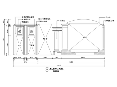 其他节点详图 罗马柱拱顶立面图 简欧雕花立面节点 立柱饰面详图 马赛克饰面墙节点