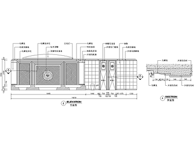 其他节点详图 简欧水景立面节点 立面剖面施工图 大理石收边构造 墙身构造详图