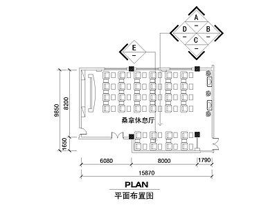工装平面图 简欧休息厅平面 休息厅平面详图 休闲床位排布