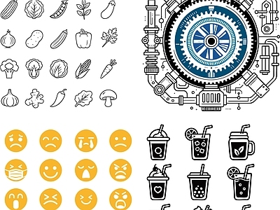 其他图库 图标 标识线稿 贴图 中式