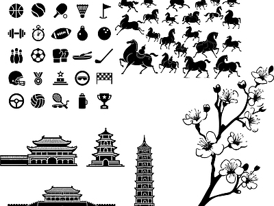 其他图库 花纹 剪影 贴图 线稿 中式