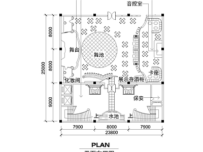 工装平面图 现代舞厅平面详图 夜场舞池卡座布局 舞厅平面施工图
