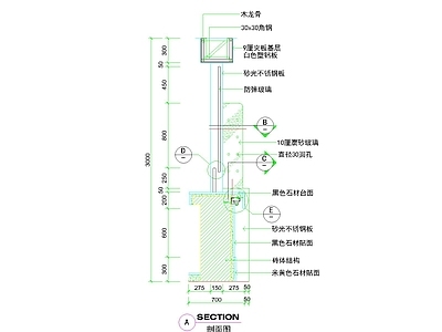 其他图库 服务台剖面款 现代接待台设计 石材玻璃钢材 接待台施工图