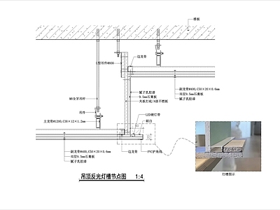 吊顶节点 吊顶灯槽节点 吊顶反光灯槽节点 轻钢龙骨吊顶灯槽 暗藏灯带节点