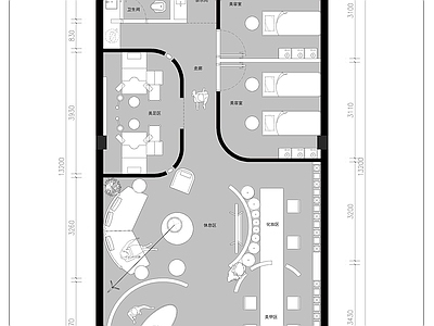 理发店 美容美发店平面图 理发店平面图
