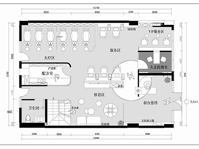 理发店 美容美发店平面图 理发店平面图 美甲店按摩店平面