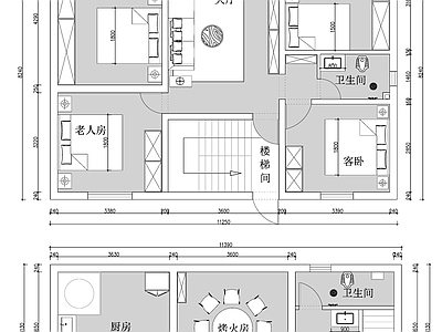 家装平面图 家装全套施工图纸 乡村自建房民房 家装平面图立面图