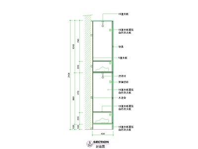 其他图库 立柜剖面款式 简约柜体设计 含剖面结构图 夹板防火板材