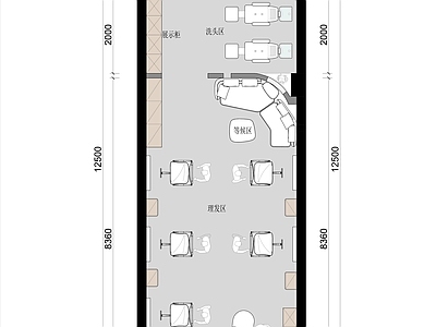 其他商业空间 40m²理发店 现代理发店 美发店 美发沙龙 PSD源文件