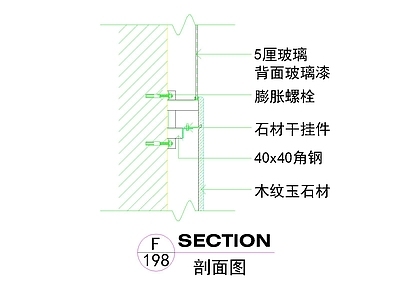 其他图库 干挂墙面款式 现代墙面设计 剖面节点图 石材玻璃钢架