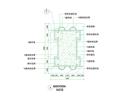 其他图库 包柱剖面款式 现代柱体设计 含剖面节点图 塑铝板玻璃镜 龙骨详图内容