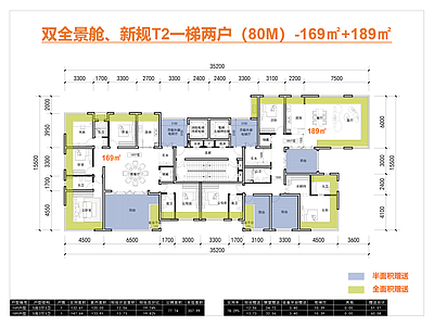 住宅楼建筑 双全景舱 T2高层户型 169户型 189户型 一梯两户零公摊