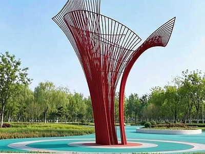 景观节点 花柱雕塑基础详图 公园广场中心雕塑