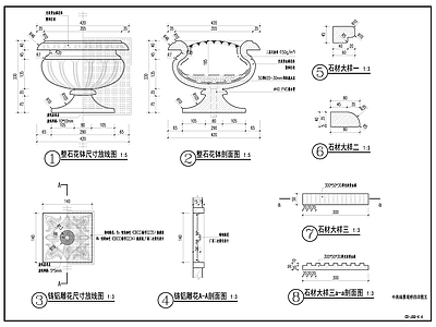其他节点详图 花钵 欧式柱墩 景观桥 雕花