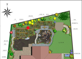 cad私家花园方案及彩平图