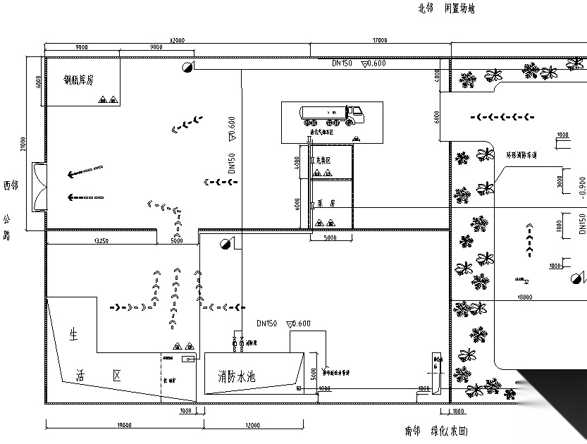 某储油厂消防水处理总平面施工布置图