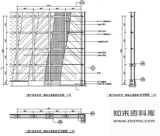 图块/节点双面石材墙体湿挂结构图 墙面通用节点