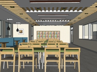 现代员工餐厅 企业食堂 餐桌椅