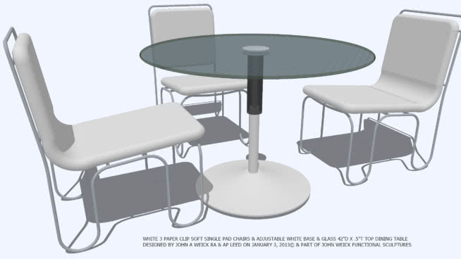 TABLE ADJ DINING 3 WHITE PAPER CLIP CHAIRS DESIGNED BY JOHN A WEICK RA 椅子 桌子 家具 餐桌 会议室