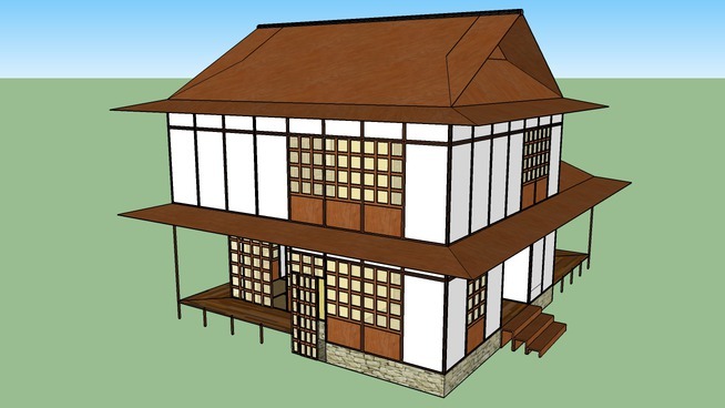 日本二层住宅 室外 蒙古包 屋 书