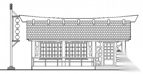 某仿古悬挑木珩条花架建筑施工图 古建