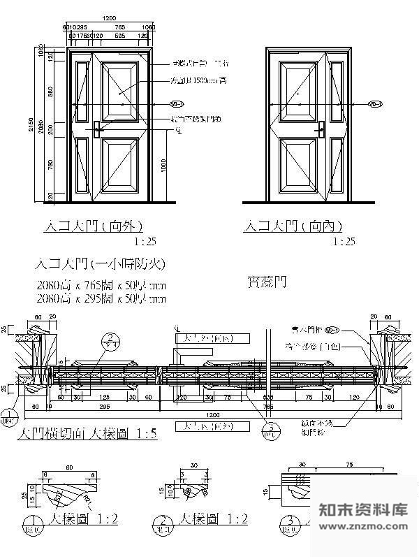 图块/节点入户子母门详图 通用节点