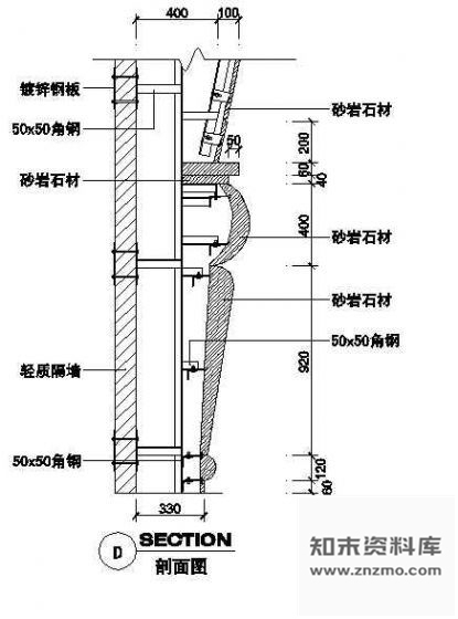 图块/节点钢挂砂岩剖立