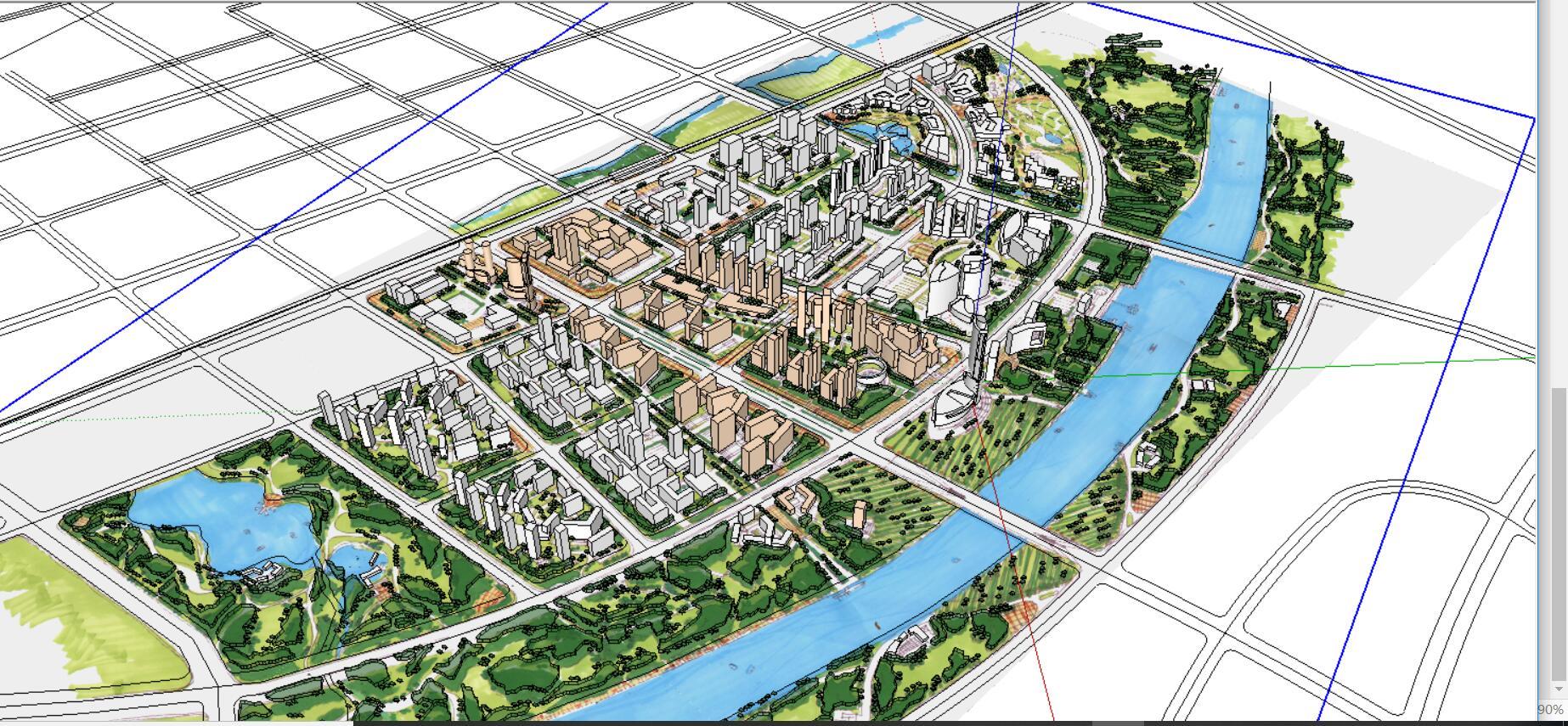 某居住区规划设计SU模型+CAD+效果图